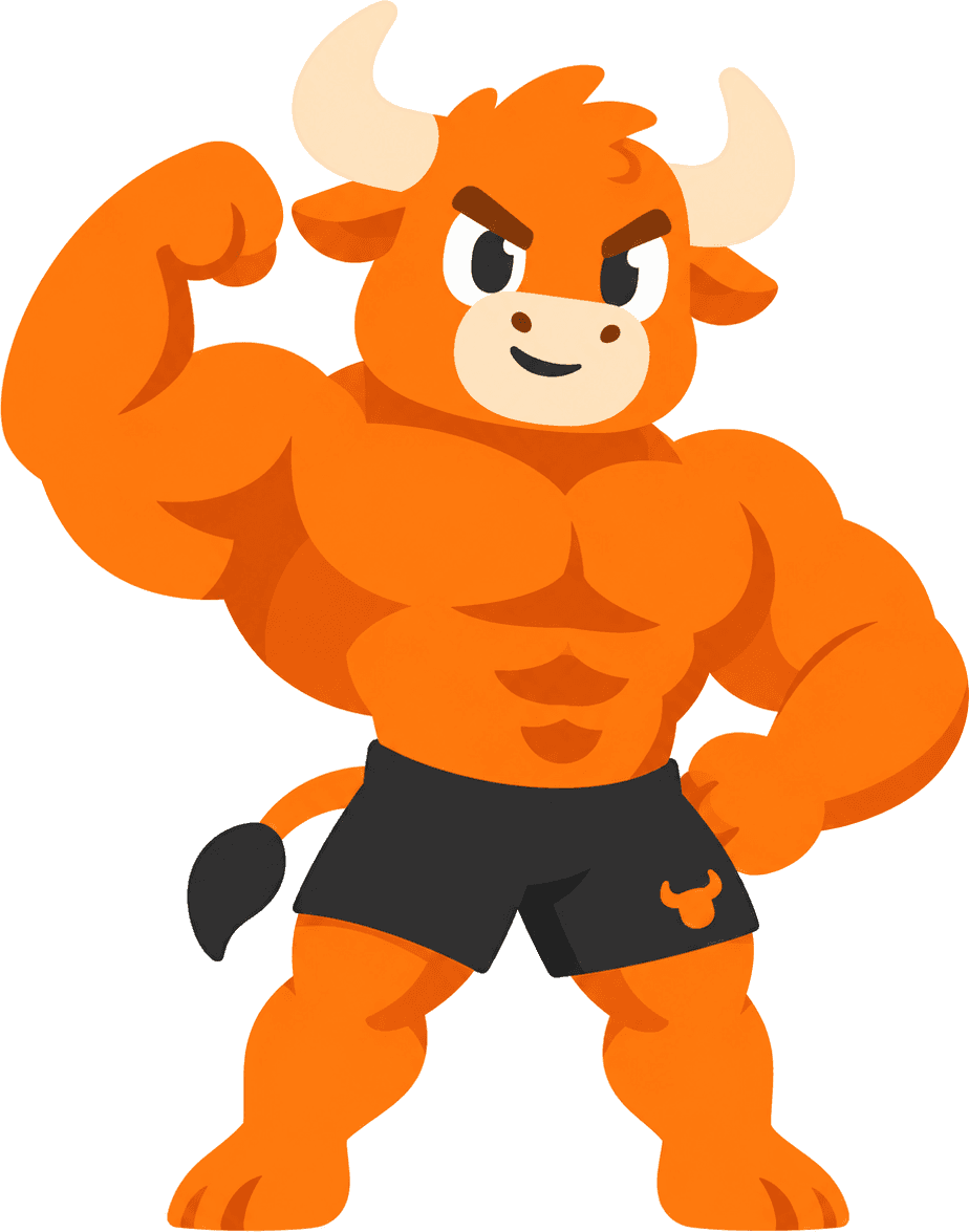 Rocco, el toro naranja, flexionando
